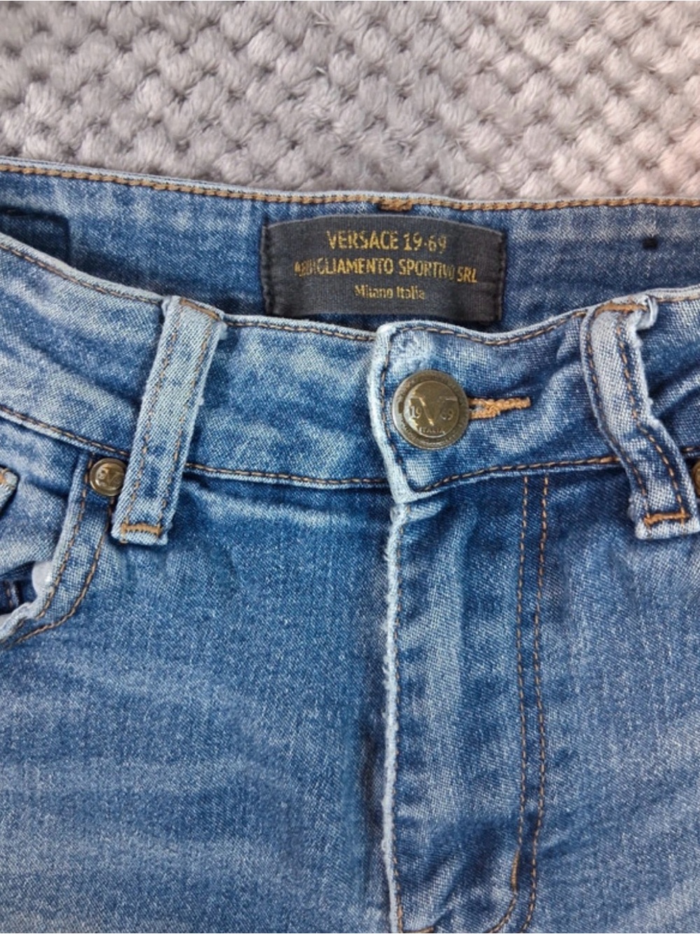 Versace 19.69 Abbigliamento Sportivo Blue Denim Jeans Size 28 Raw Hem - Picture 5 of 6